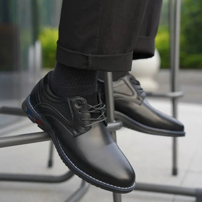 El Noble - Zapato Oxford de Cuero Negro - Cordones Elásticos