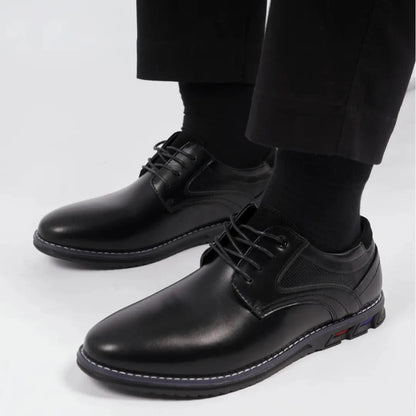 El Noble - Zapato Oxford de Cuero Negro - Cordones Elásticos