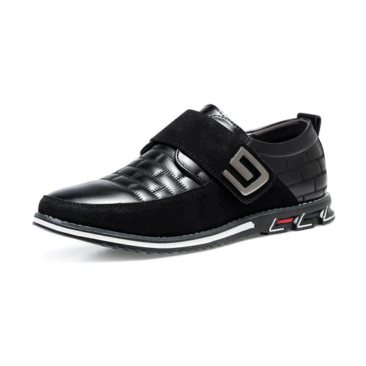 El Noble - Zapato de Cuero Negro con Velcro