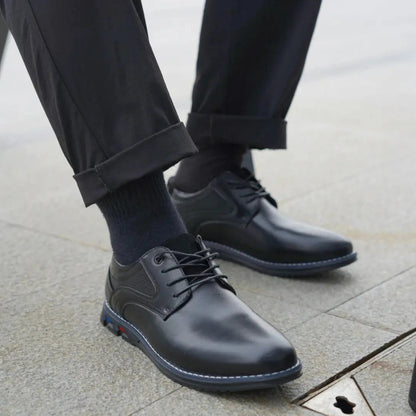 El Noble - Zapato Oxford de Cuero Negro - Cordones Elásticos