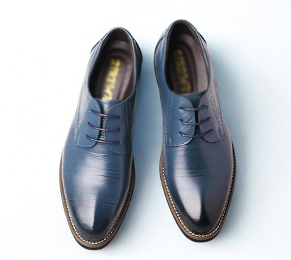 El Noble – Zapato de Cuero Auténtico Azul | Punta Fina