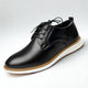 El Noble – Zapato de Cuero Auténtico Negro | Punta Redonda, Suela Blanca