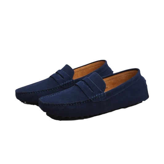 El Noble - Mocasín de Ante Azul Marino con Detalles