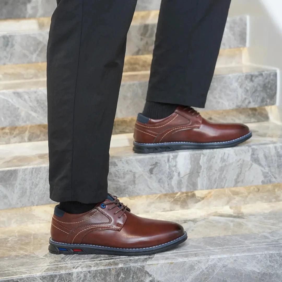 El Noble - Zapato Oxford de Cuero Marrón - Cordones Elásticos