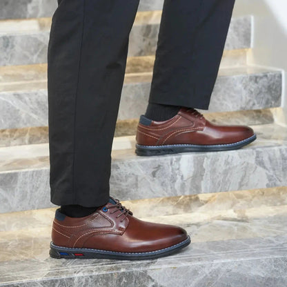 El Noble - Zapato Oxford de Cuero Marrón - Cordones Elásticos