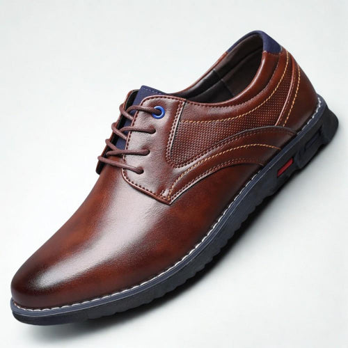 El Noble - Zapato Oxford de Cuero Marrón - Cordones Elásticos
